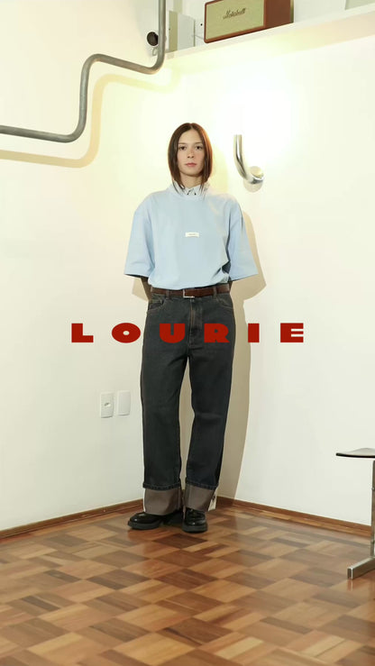 Calça Jeans Barra Cartas Bordadas Marrom